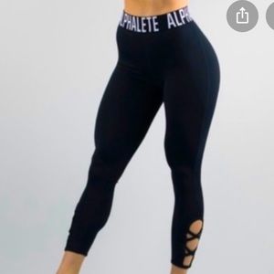 Alphalete Spell out logo Criss Cross Black Leggings